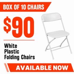 10 white party chairs