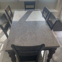Marble Top Dining Table and 6 chairs 