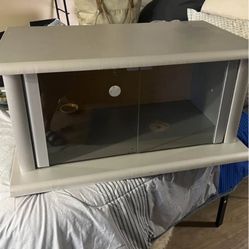 Great Moving Deal Like New Silver Nightstand Or End Table With Glass Opening At Bottom 