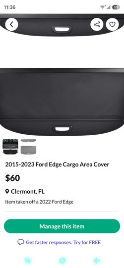 2015-2023 Ford Edge Cargo Area Cover