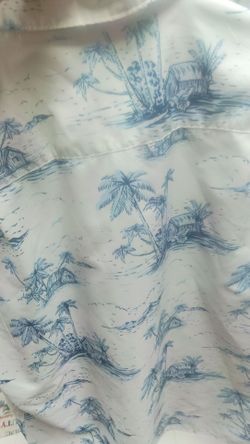 Chaps Button up Tshirt white palm trees xl