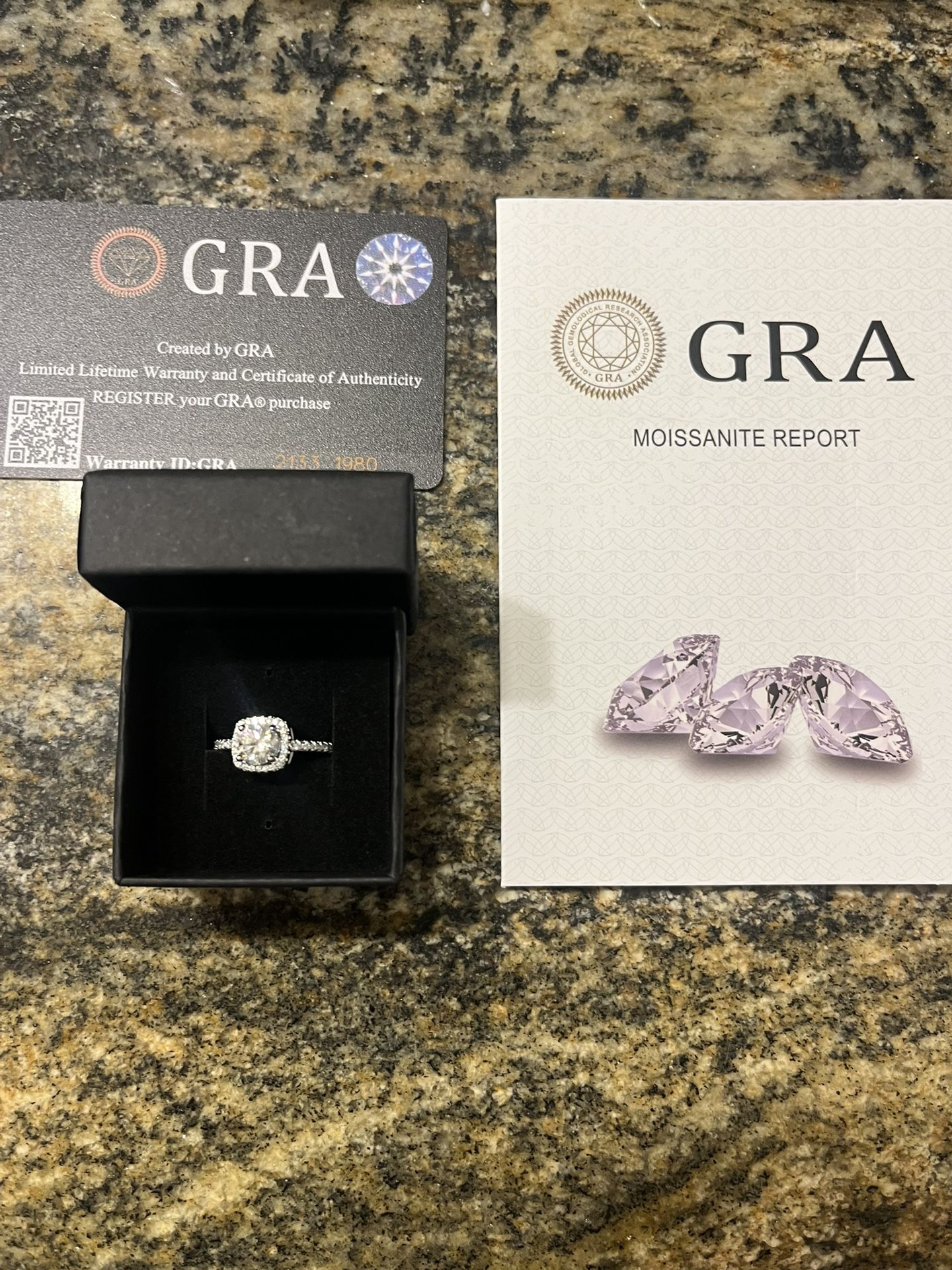 GRA Certified 1 Carat Mossienite Engagement Ring
