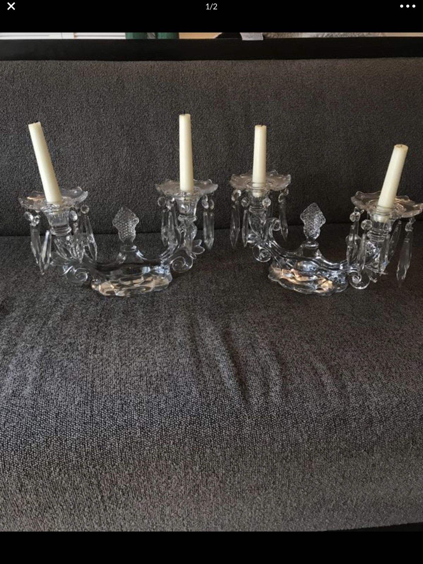 Gorgeous antique candelabra with crystal prism table decor centerpiece estate sale