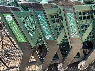 Plastic and metal shopping carts