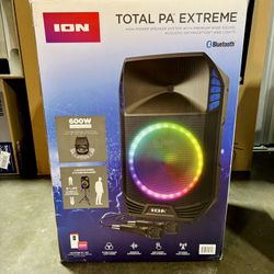 ION Total PA Extreme 600W PA Speaker System – Powerful Sound & Bass, Bluetooth, Microphone, Stand, DJ Ready