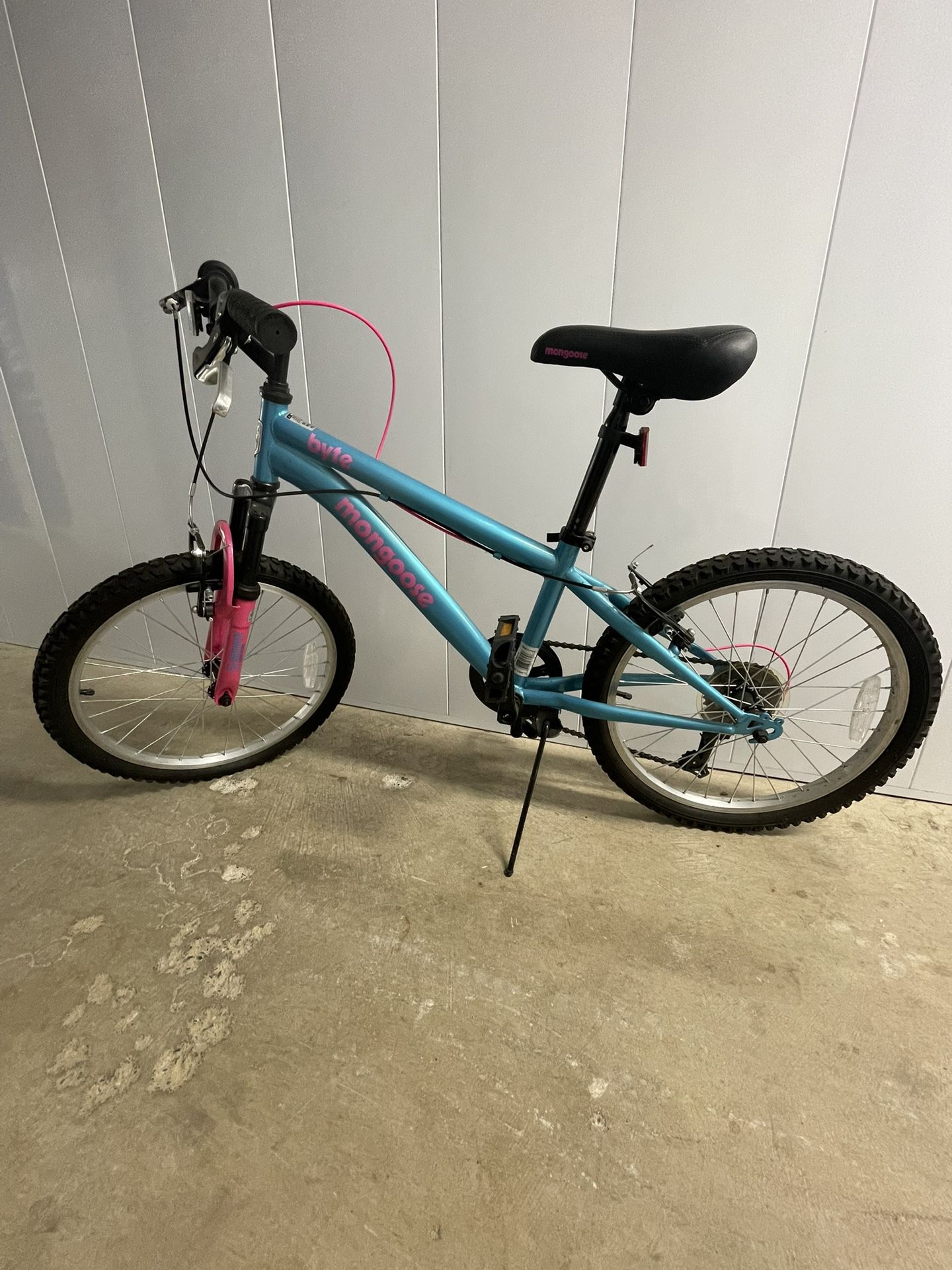 Kids pink and blue mongoose bike