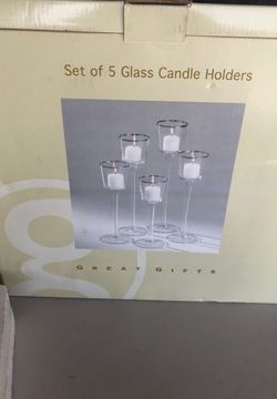 Set of 5 Glass Candle Holders