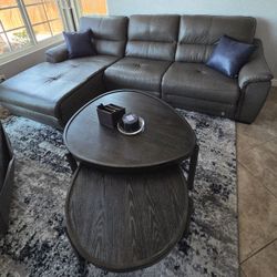 Leather sectional with chaise