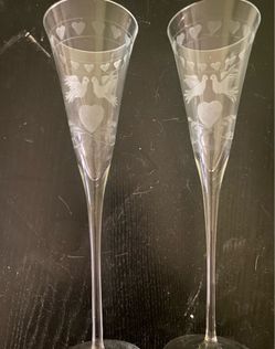 Crystal Love Bird Toasting Set - Vintage