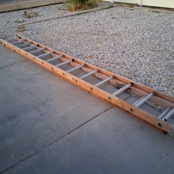 Twenty eight foot fiberglass extension ladder