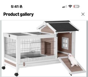 New in box Aivituvin Rabbit Hutch Indoor Bunny Cage Outdoor Bunny House with Wire Floor Leakproof Plastic Tray, Brown, AIR24-B
