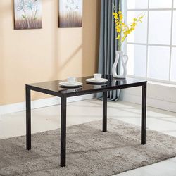 NEW Dining Table Modern Minimallist Glass Kitchen Table Rectangular Transparent Metal Legs 47IN