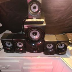 BLUETOOTH SURROUND SOUND SYSTEM ACOUSTIC...BLUETOOTH SUB SPEAKER WORKS GREAT 👍..SOME OF THE SURROUND SPEAKERS DONT WORK GOOD...BLUETOOTH WORKS GREAT 