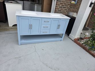 A beautiful vanity 60x22 with double sink top  blue