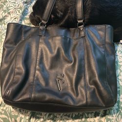 Sleek Black Faux Leather Tote Bag