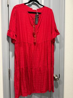 Chigant Red Tiered Tassel Dress