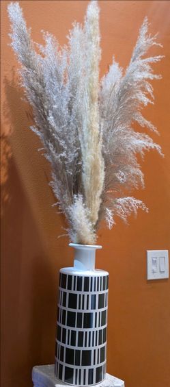 Tall Ceramic Vase with Pampas Grass