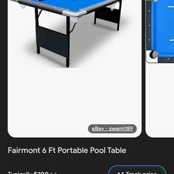 Fairmont 6ft Portable Pool Table 
