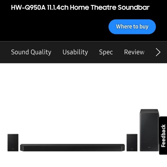 Samsung  11.1.4 Q950A  Dolby Atmos Soundbar