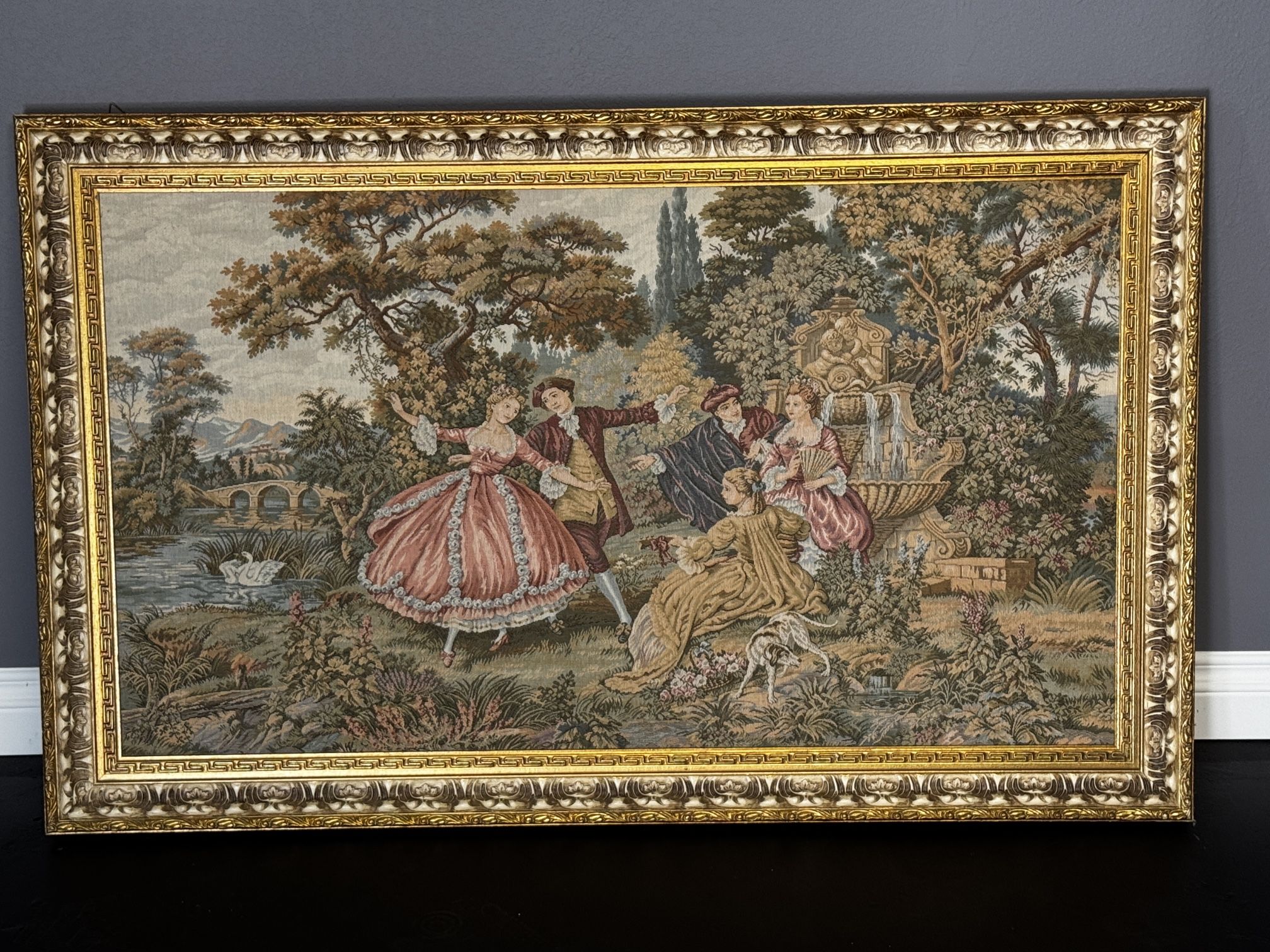 Decorative Italian tapestry (machine-woven, framed)