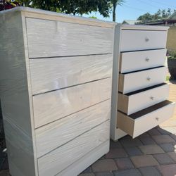 White Chest Five Drawer Dresser New!