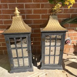 Asian Inspired Outdoor/Indoor LED metal&wood Lantern