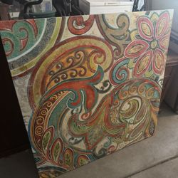 Paisley Print Canvas Painting 48”x48”