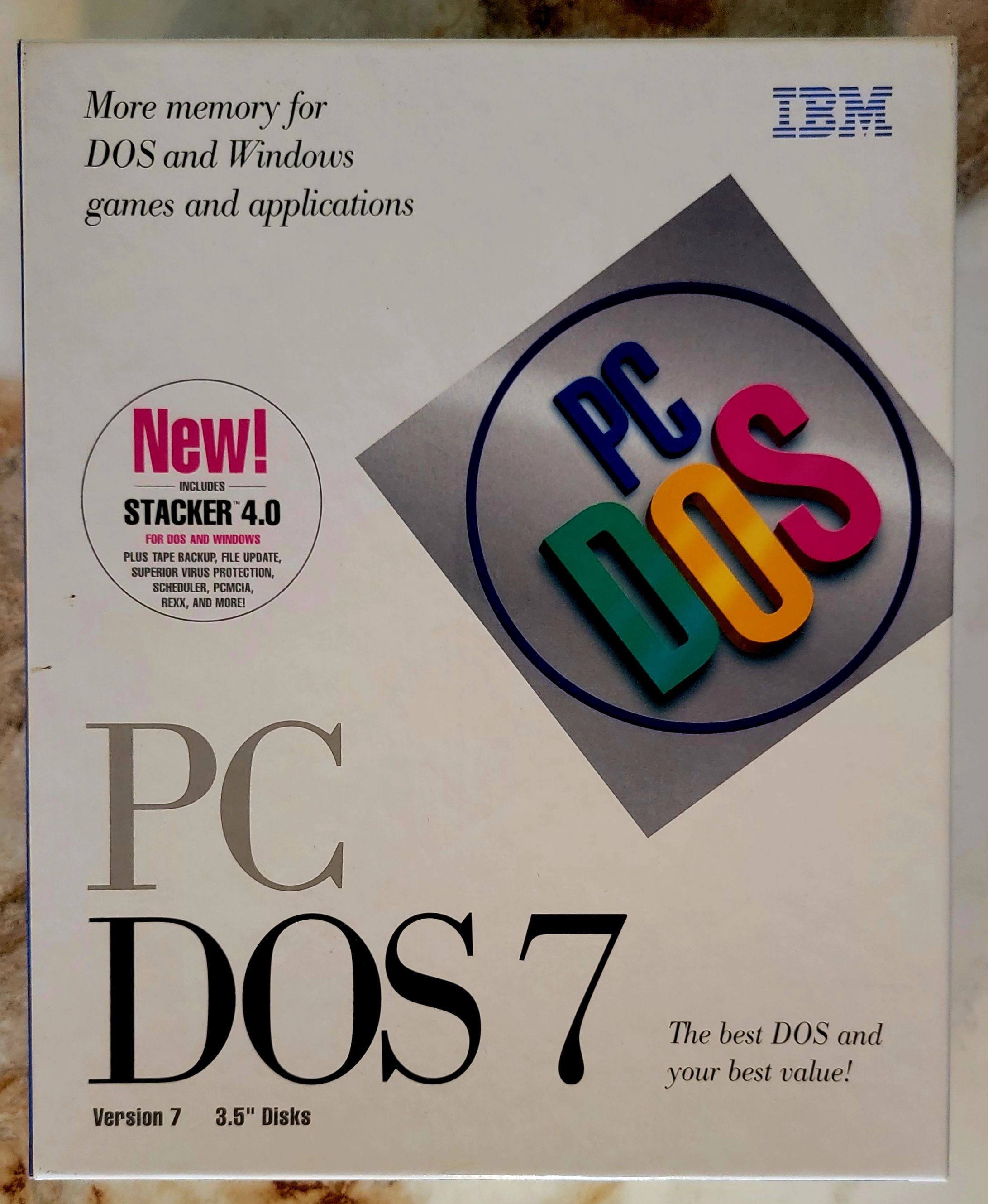 Vintage IBM PC DOS 7 original software set on 3.5