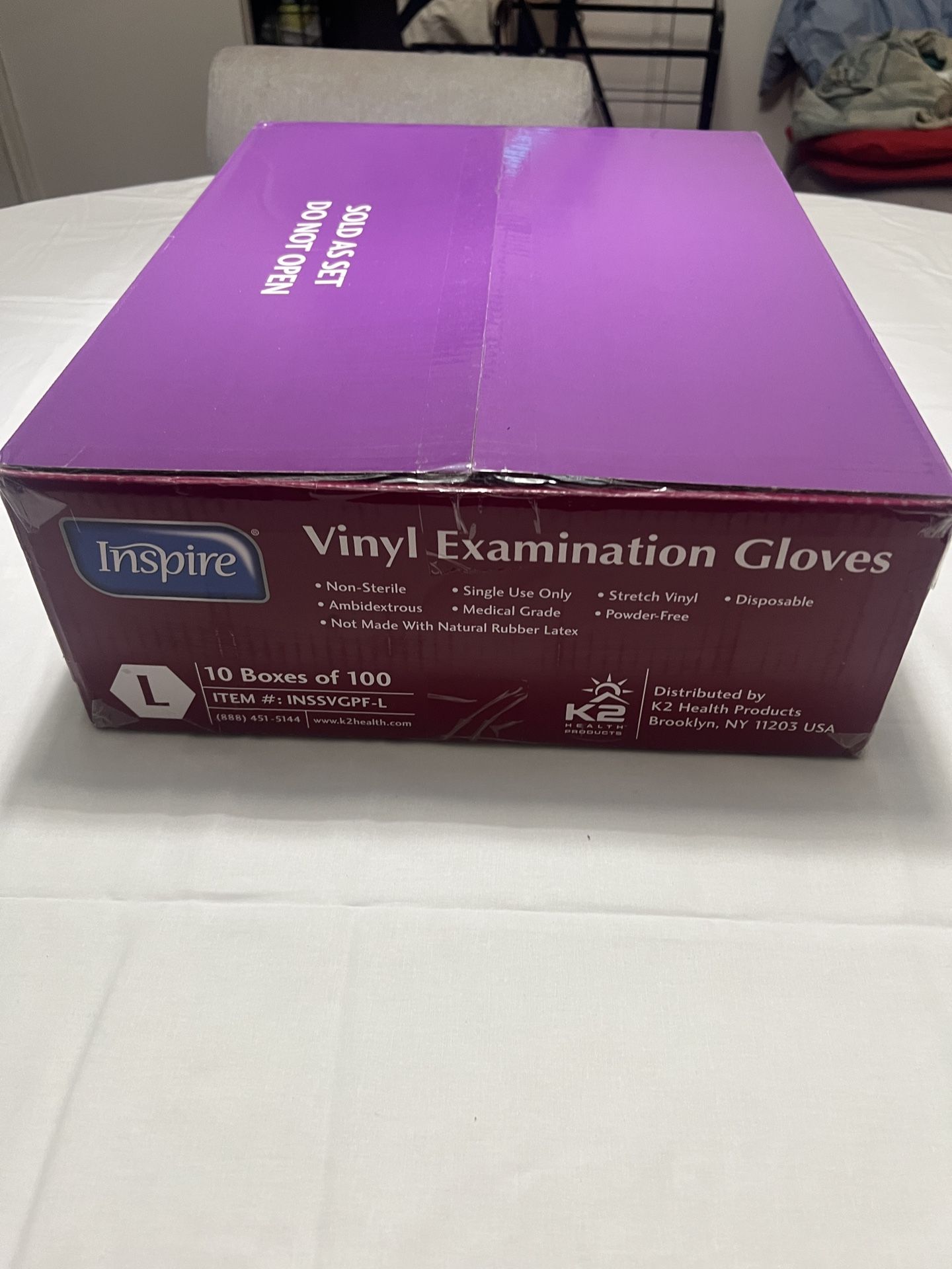 Inspire Vinyl Examination Gloves 10 Boxes  of 100