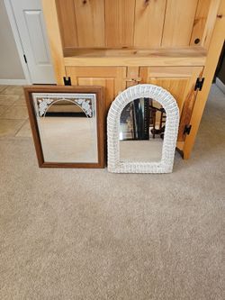 White WickerMirror