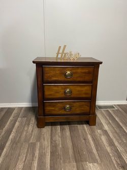 3-Drawer Wood Nightstand with Brass Pulls