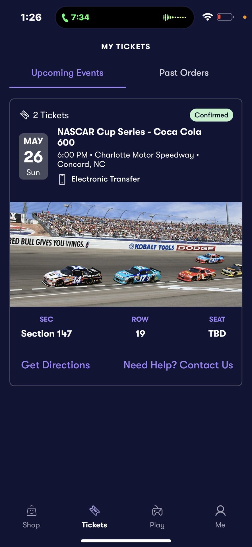 2 Tickets For NASCAR Coca Cola Series 2024 May 26th