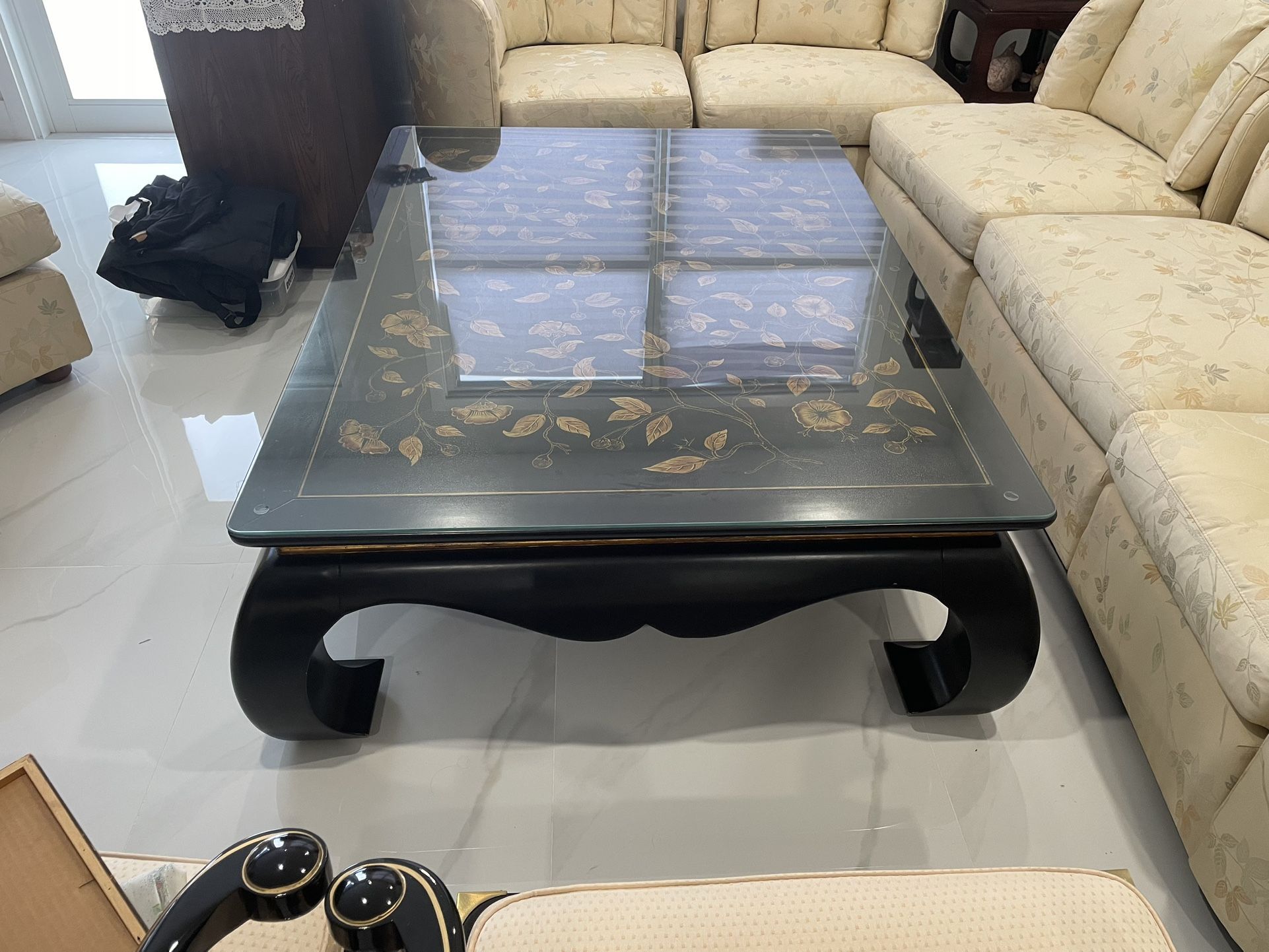 Large Black Wood Coffee Table