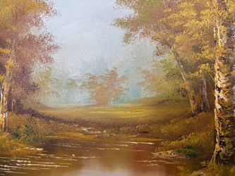 Framed Cottage Grove Original Painting on Canvas