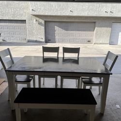Kitchen table/chairs and bench