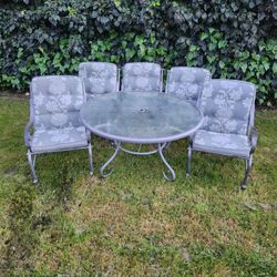 6-Piece Patio Set, (5) Chairs, (1) Table, Metal Frame Sturdy Dining Conversation Outdoor Furniture