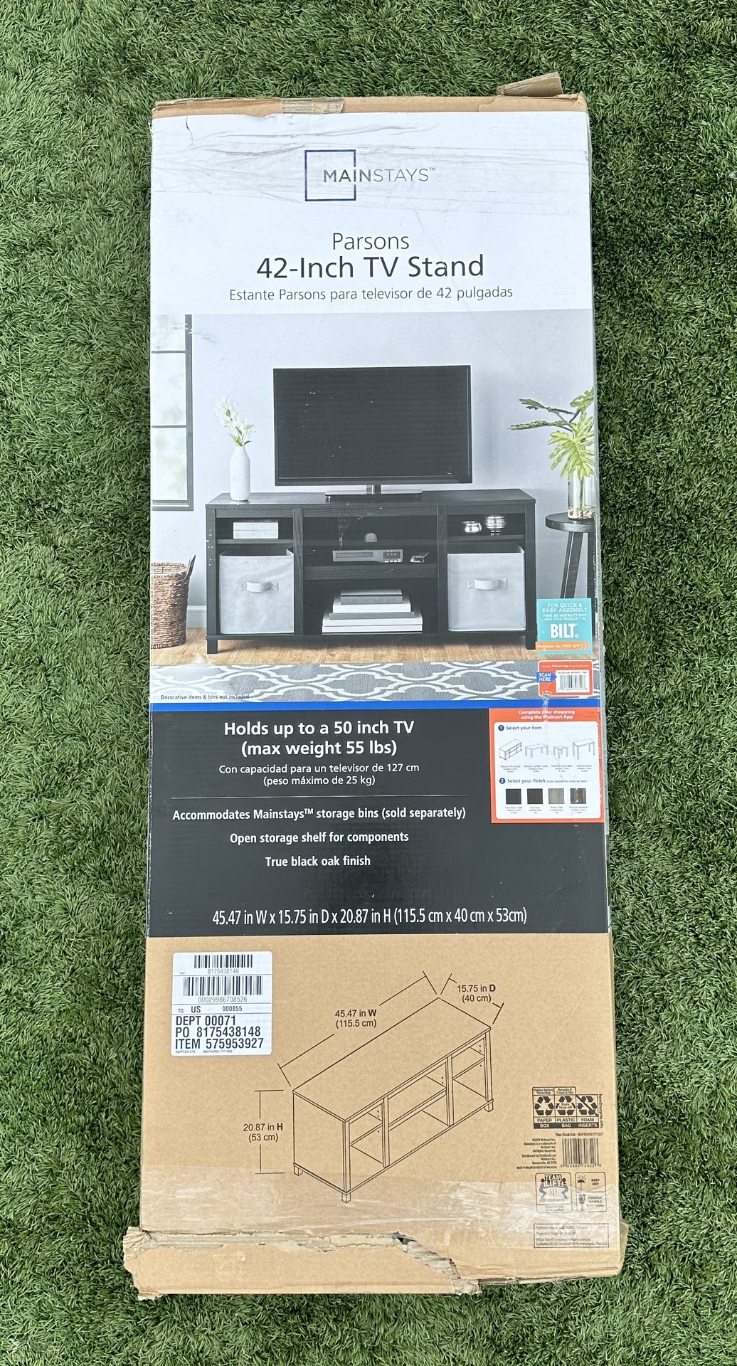 Mainstays Parsons TV Stand for TVs up to 50", Black Oak for Sale in El