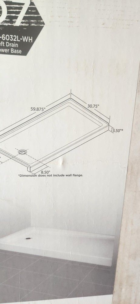 NEW!!!.....5ft X 30"  Shower Pan!   $120.00