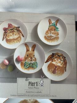 Pier 1 Imports Bunny Salad Plates Set of 4