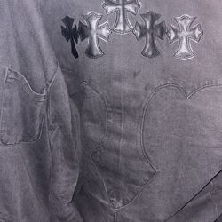 Brand men’s (M size) black chrome heart jean jacket