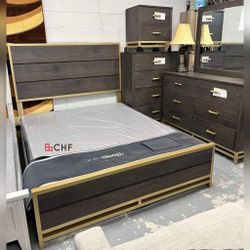 4 Pc Queen / King Size Bedroom Set ( Included bed frame ,dresser ,mirror ,nightstand )