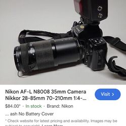 Nikon N8008 Camera With Nikkor 35-70mm F3.3 Zoom Lens Plus Vivitar 283 Automatic Thyristor 