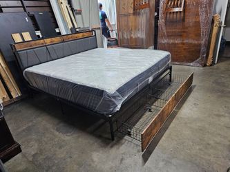 King  Bed Frame with Storage Drawers