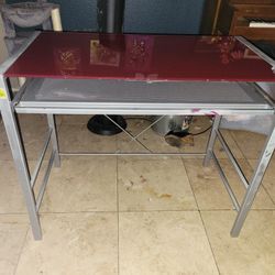 Used, Lightweight, Pink Glass Top Desk