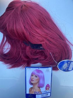 Sepia Party Page Burgundy Bob Wig costume