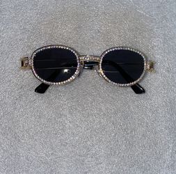 Iced out black & gold rhinestones sunglasses
