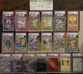 Pokémon cards and slabs