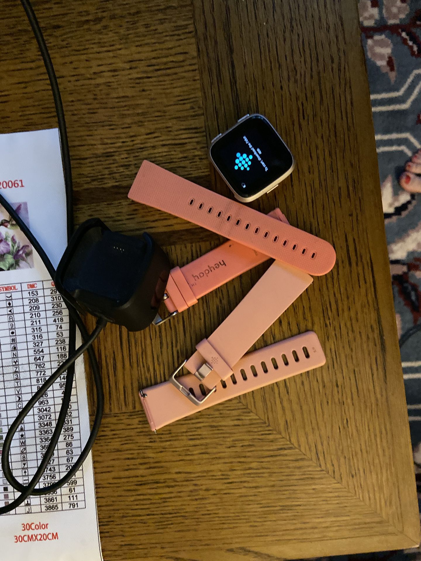 FitBit Versa 1 w/ small bands and charger