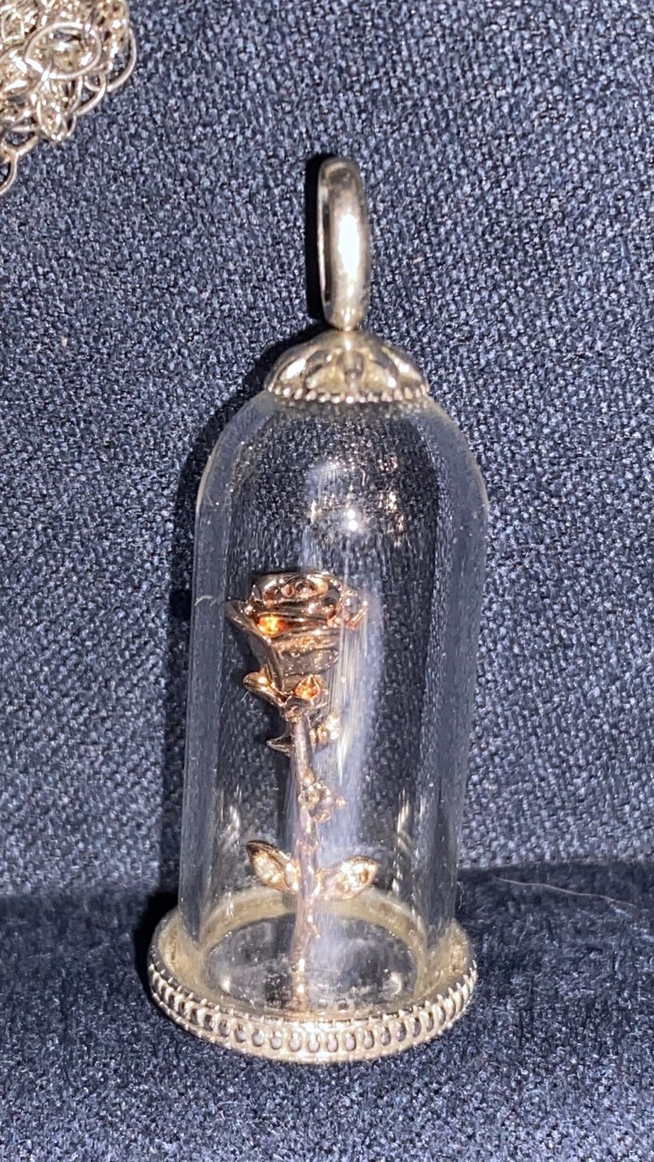 Enchanted Disney Belle Diamond Accent Rose in Glass Dome Pendant