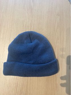 Blue Knit Cuffed Beanie Hat Men Casual Solid One Size Winter Fall